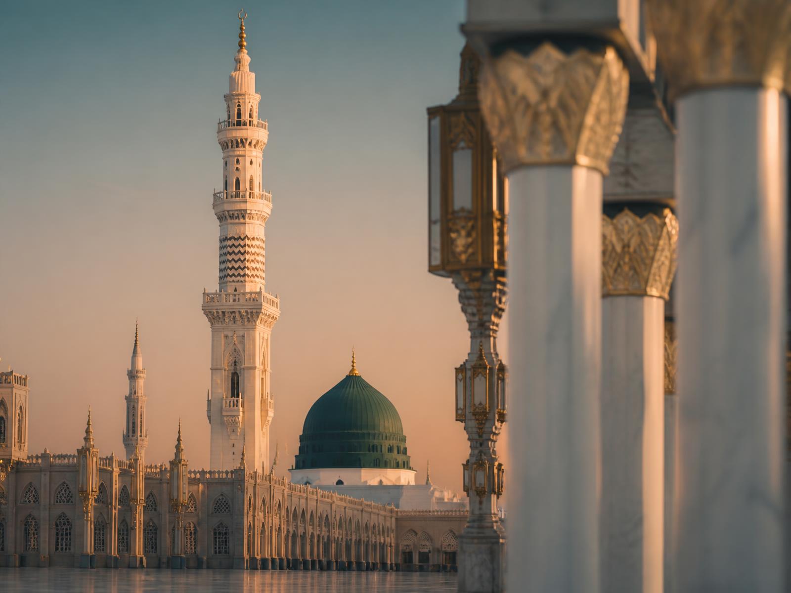 The Prophet's Mosque in Madinah at dawn